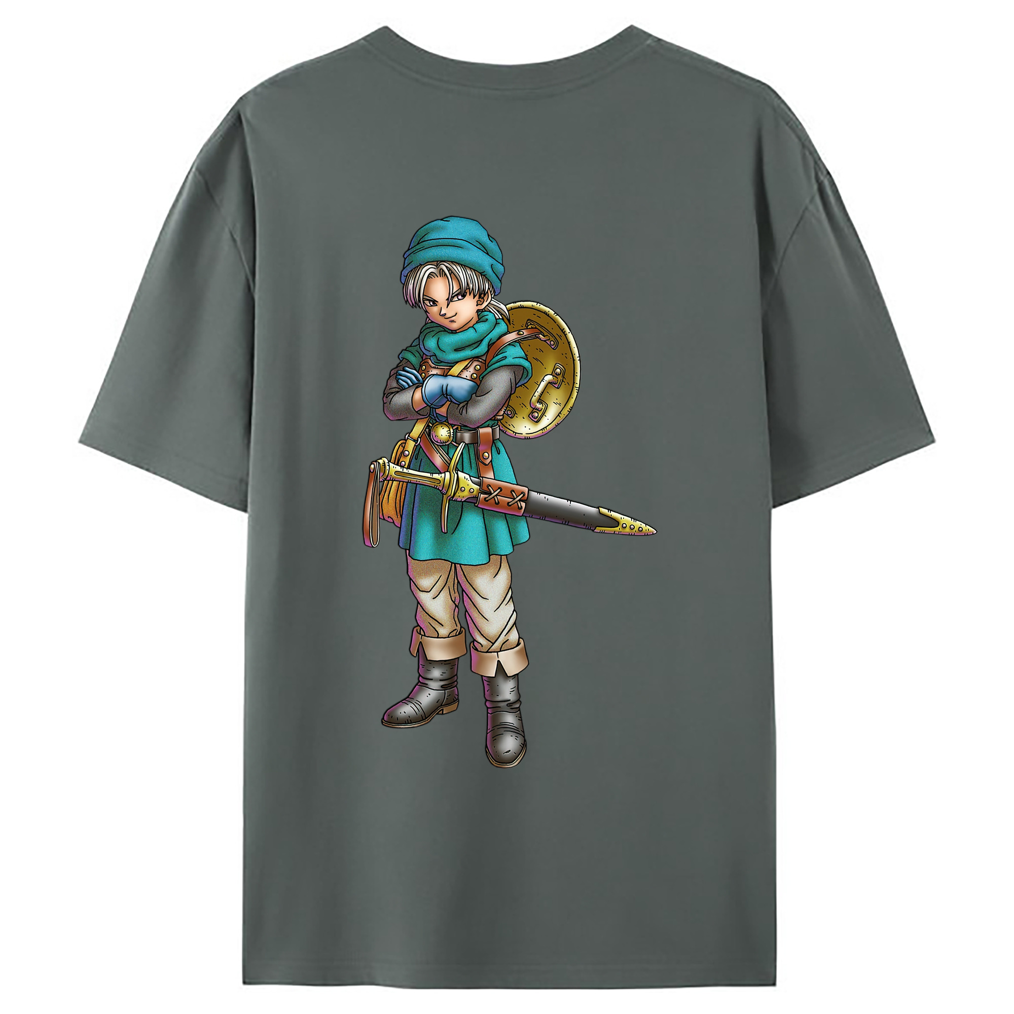 （画像用） ドラゴンクエスト Doragon Kuesuto Dragon Quest 綿100％ メンズ半袖Tシャツ（バックプリント） 通気性